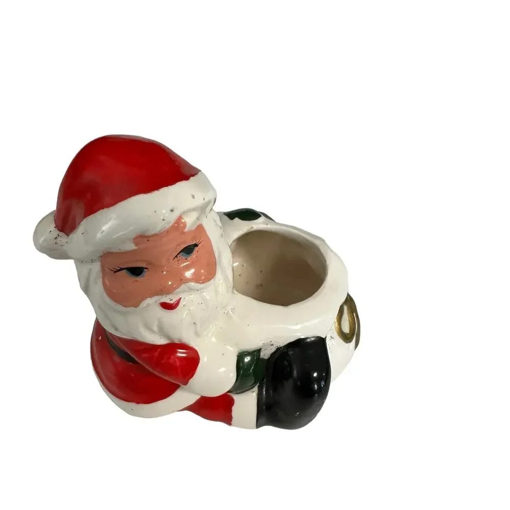 Vintage Santa Candle Holder Planter Etc Size Small Christmas